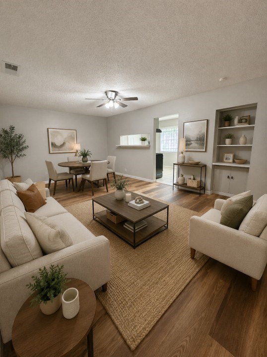 3731 Alberta Street Houston, TX 77021 - Photo 3 of 11 Bright and open-concept living area with ample natural light and modern flooring- Virtually Staged