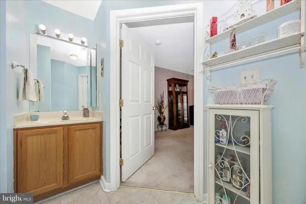 a bathroom with a sink a mirror and a shower