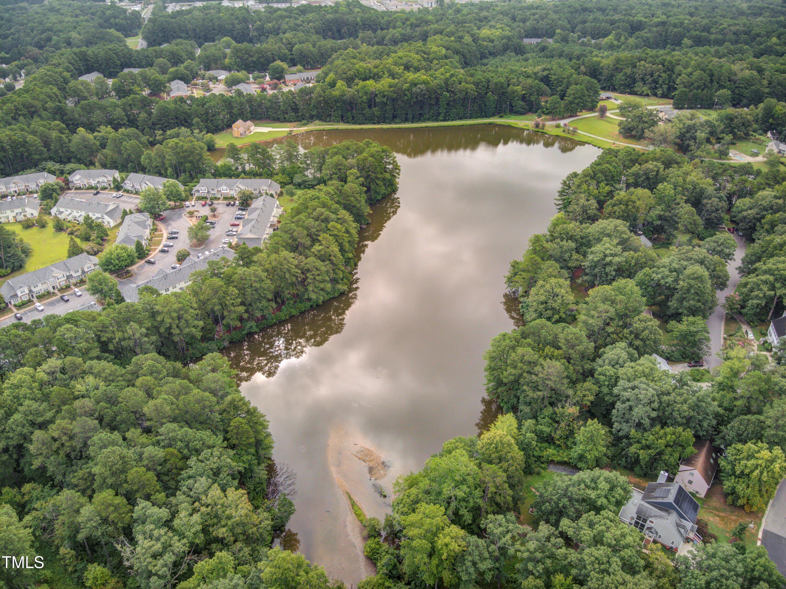 3583 Sugar Tree Place Durham, NC 27713 - Photo 42 of 50 an aerial view of a house with a yard and lake view