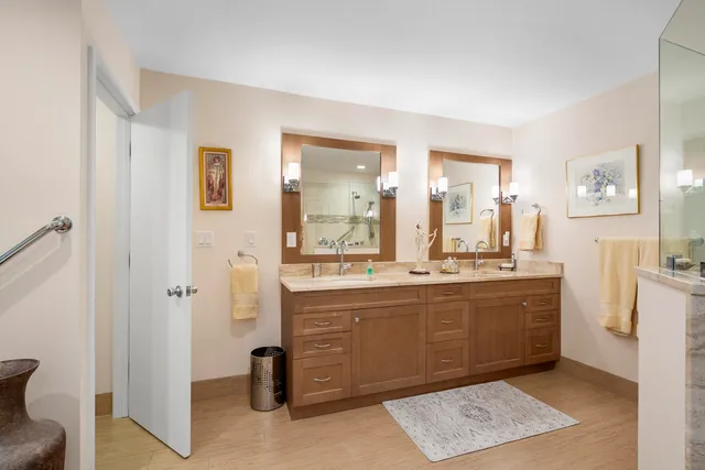 a view of a lake with a big yard