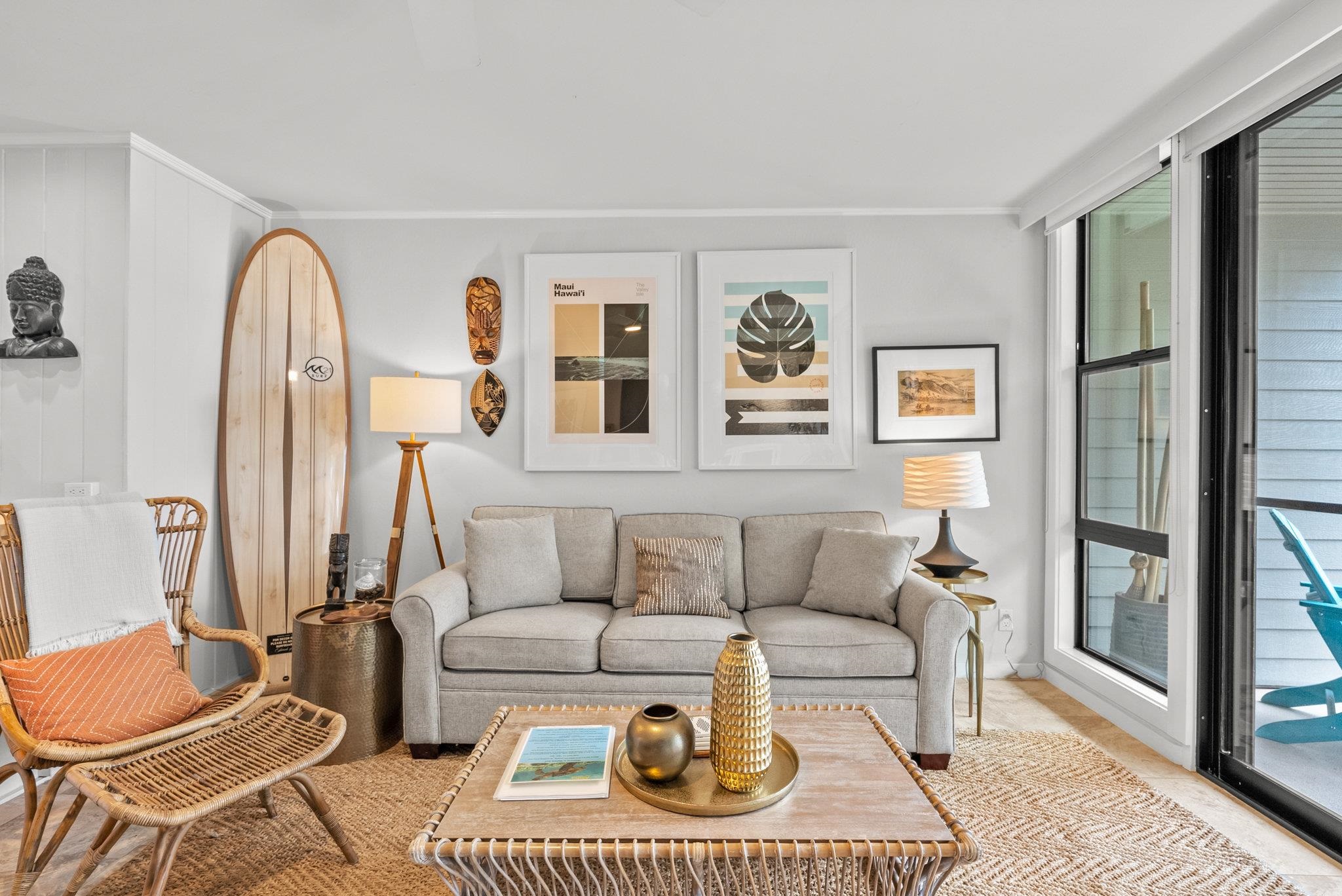 4057 Lower Honoapiilani Road, Unit 114 Lahaina, HI 96761 - Photo 6 of 23 a living room with furniture a rug and a window