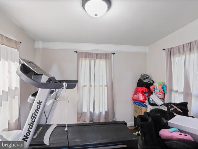 a room with gym equipment