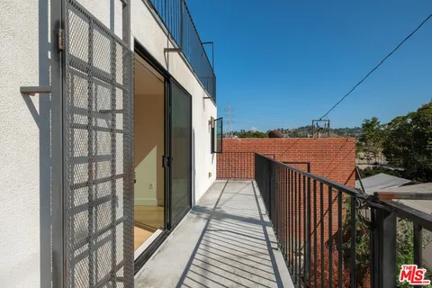 a balcony with street view
