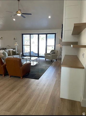 838 East Mountain Road North Ogden, UT 84414 - Photo 5 of 37 Spacious living area featuring light wood-finish flooring, recessed lighting, and a modern ceiling fan