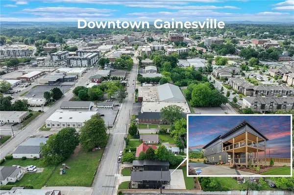 an aerial view of multiple house