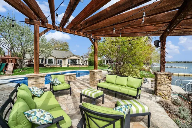 a outdoor living room with furniture