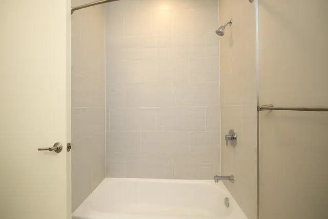 a bathroom with a bathtub