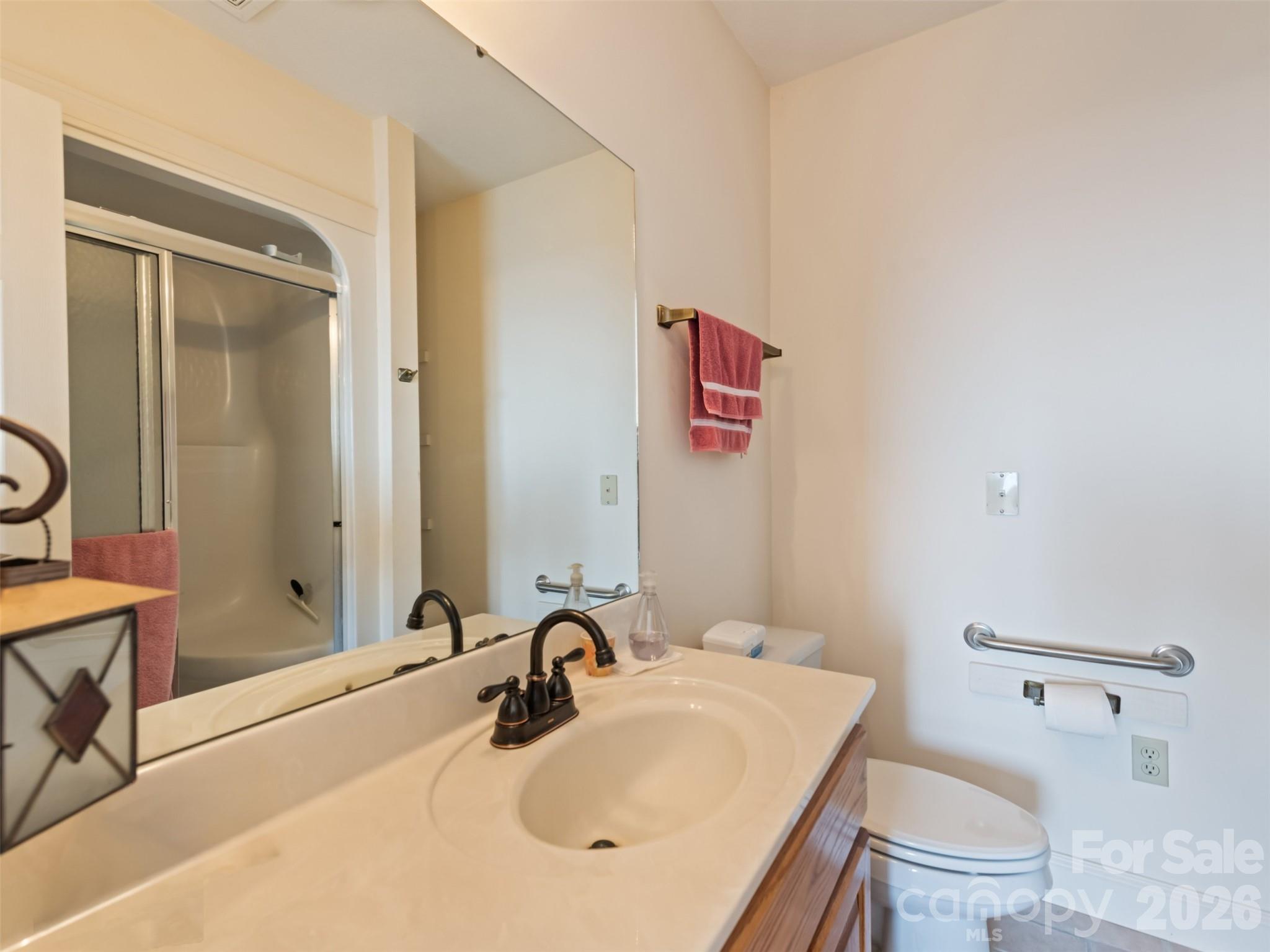 1007 Turkey Trot Road Clyde, NC 28721 - Photo 23 of 48 a bathroom with a sink a toilet and mirror