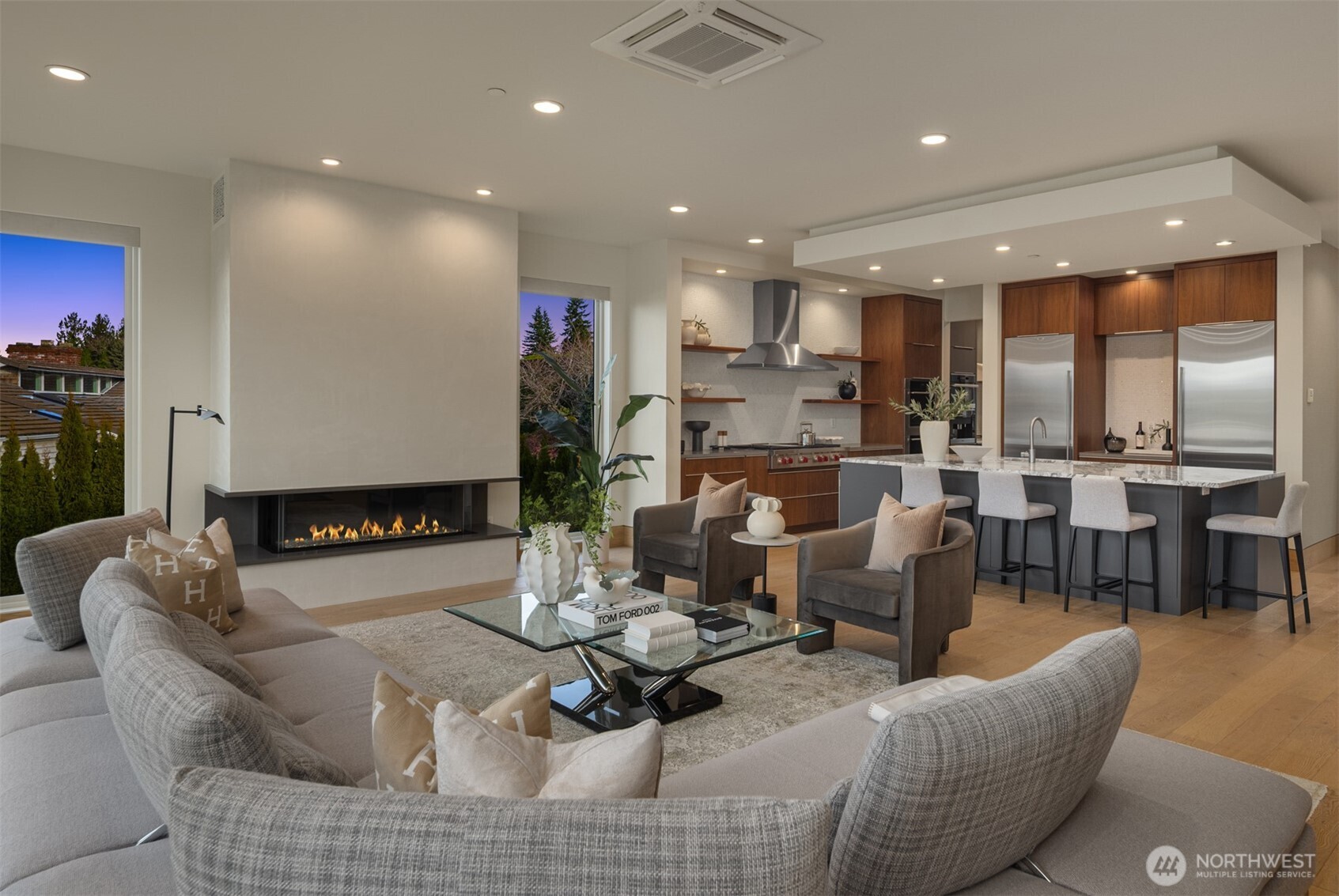 8926 Northeast 36th Street Yarrow Point, WA 98004 - Photo 7 of 40 a living room with furniture kitchen view and a large window