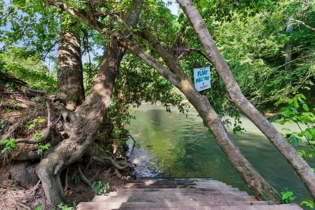 a view of a park with slide