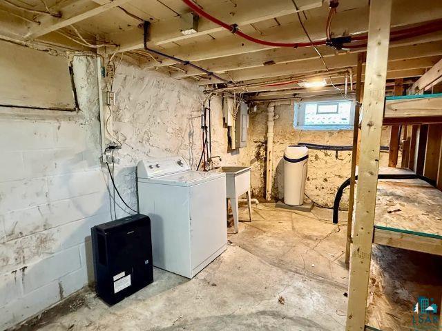 526 South 12th Street Virginia, MN 55792 - Photo 14 of 17 Basement with washer / dryer, a water softener, and electric panel