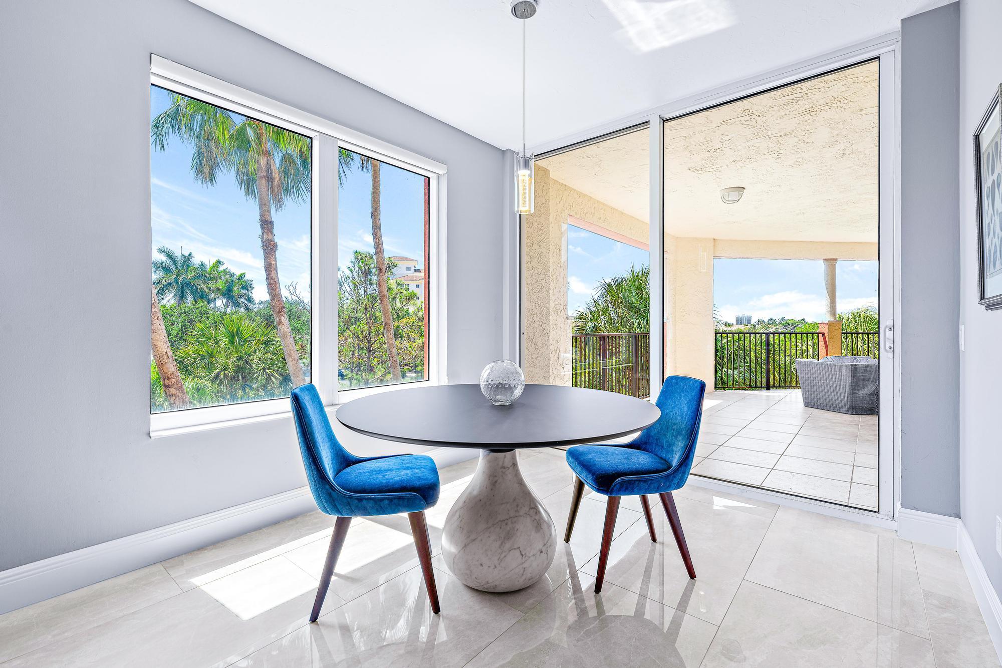 500 Highway 1, Unit 201 Jupiter, FL 33477 - Photo 10 of 38 a view of a dining room with furniture large windows and wooden floor
