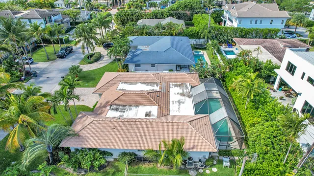 an aerial view of a house