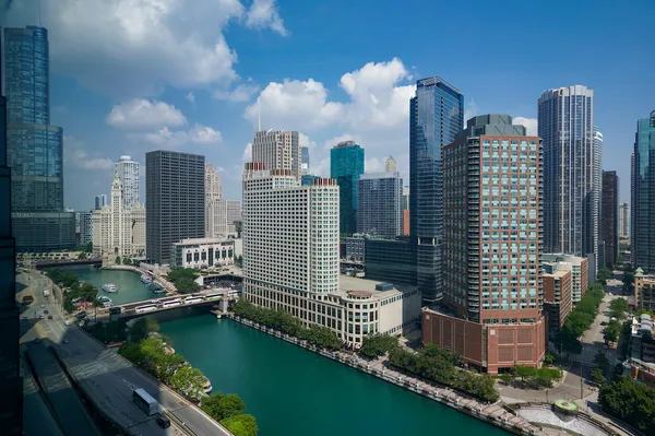 a view of city with tall buildings