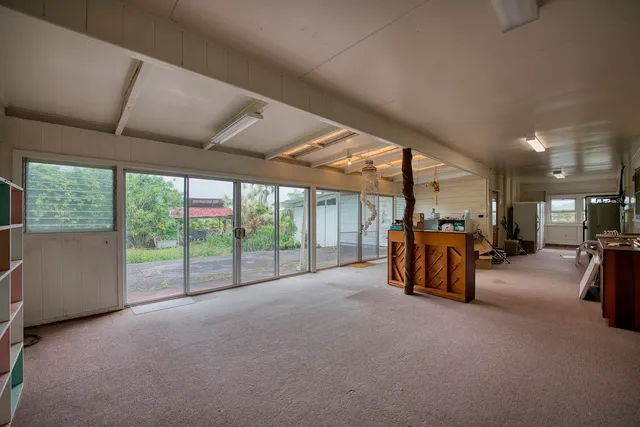 a view of a garage with furniture