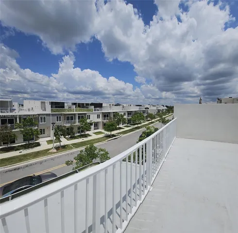 a view of city from a balcony