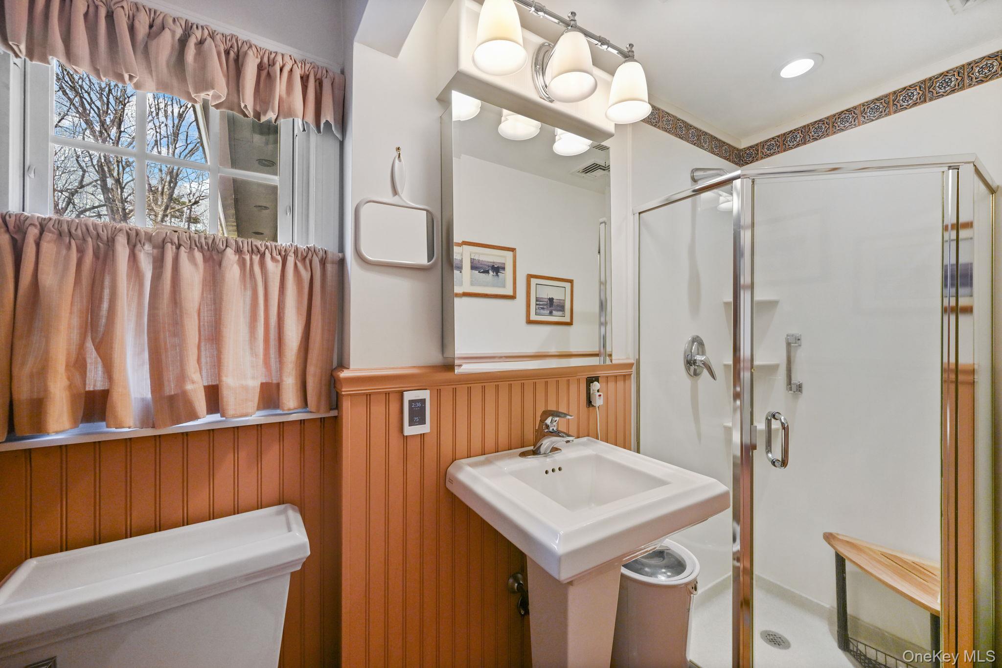 54 Lockwood Road South Salem, NY 10590 - Photo 24 of 46 a bathroom with a sink a toilet a mirror and shower