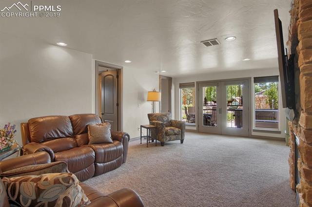 12710 Myrick Road Colorado Springs, CO 80908 - Photo 6 of 10 Lower Level Family room with FP and doors to walk out patio