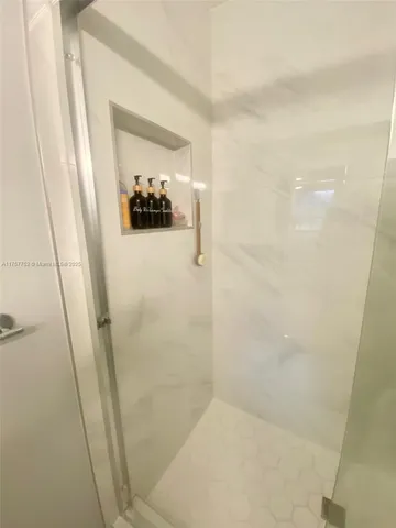 a bathroom with a bathtub
