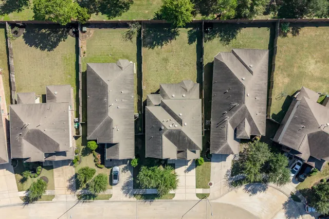 an aerial view of a house