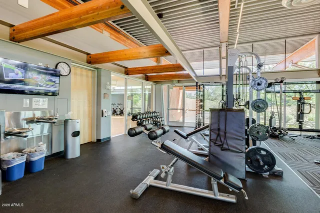 a room with gym equipment