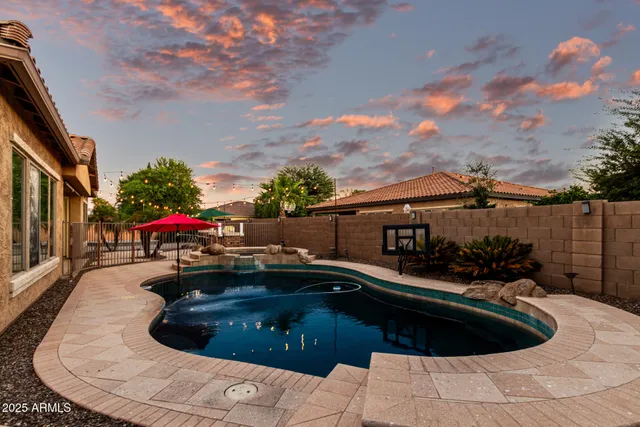a front view of house with outdoor seating