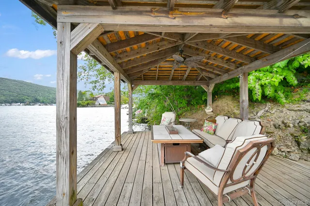a view of a lake from a balcony