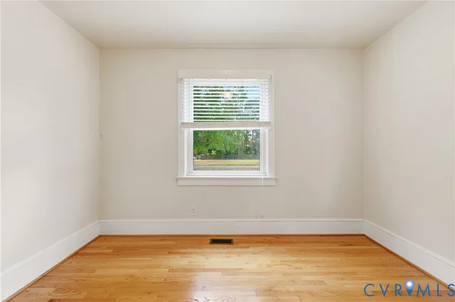 a view of a room with a window