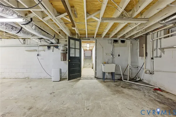 a view of a room with wooden walls