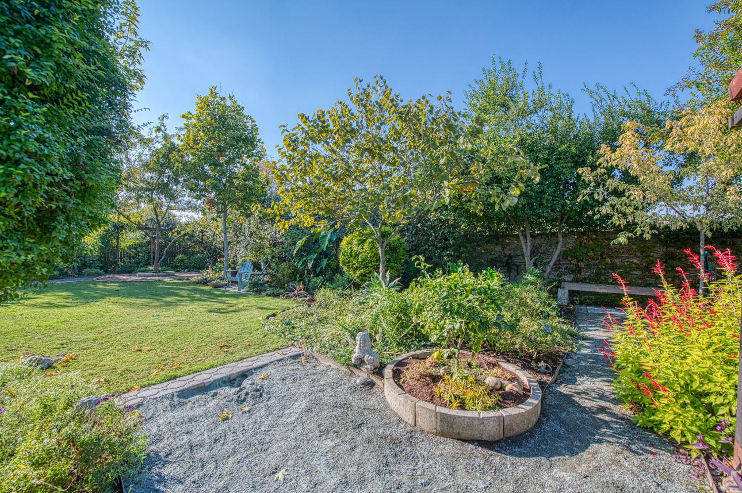 5855 East Platt Avenue Fresno, CA 93727 - Photo 14 of 57 a view of a backyard with plants and a patio