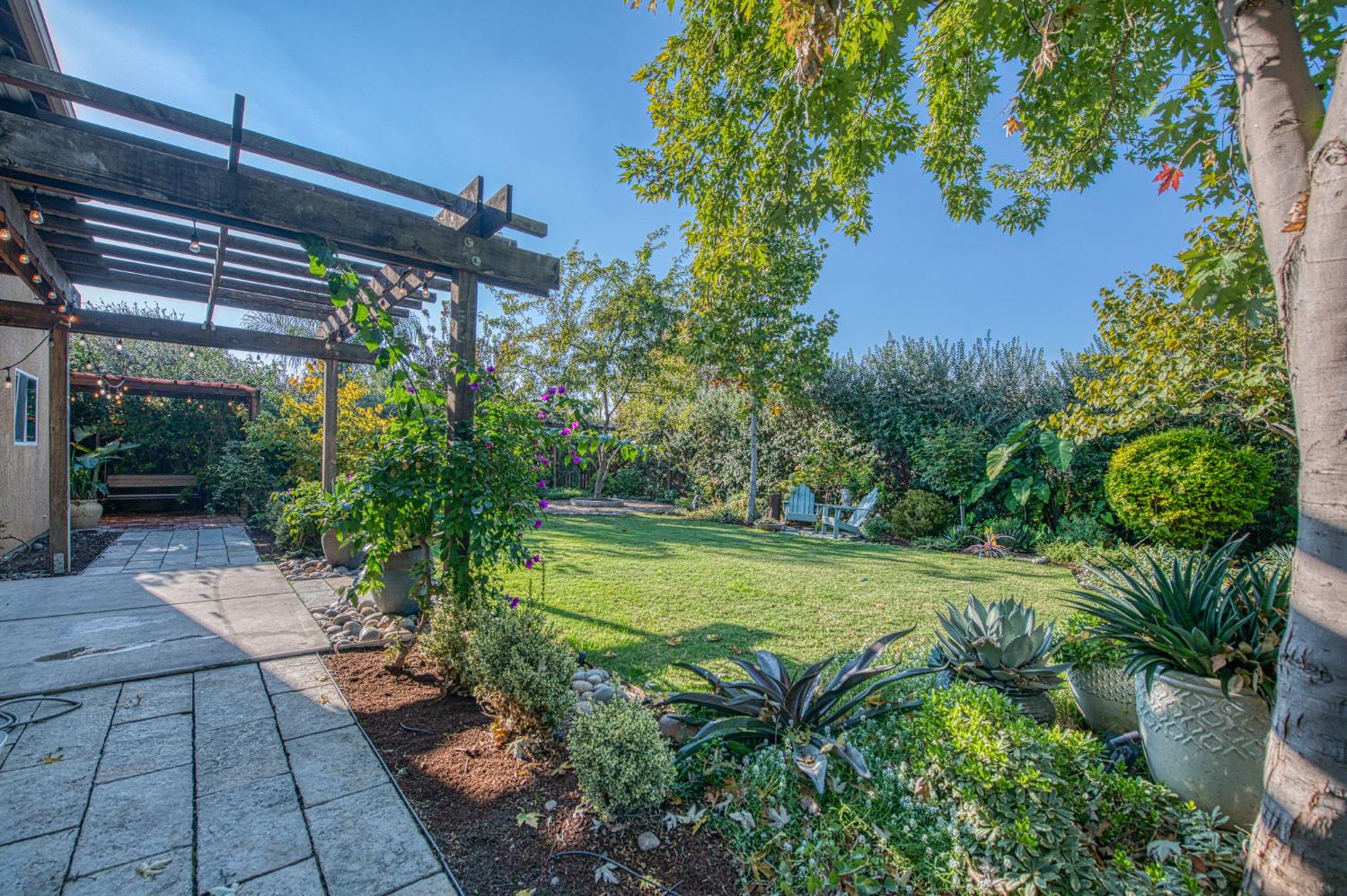5855 East Platt Avenue Fresno, CA 93727 - Photo 15 of 57 a view of a backyard with plants and a patio