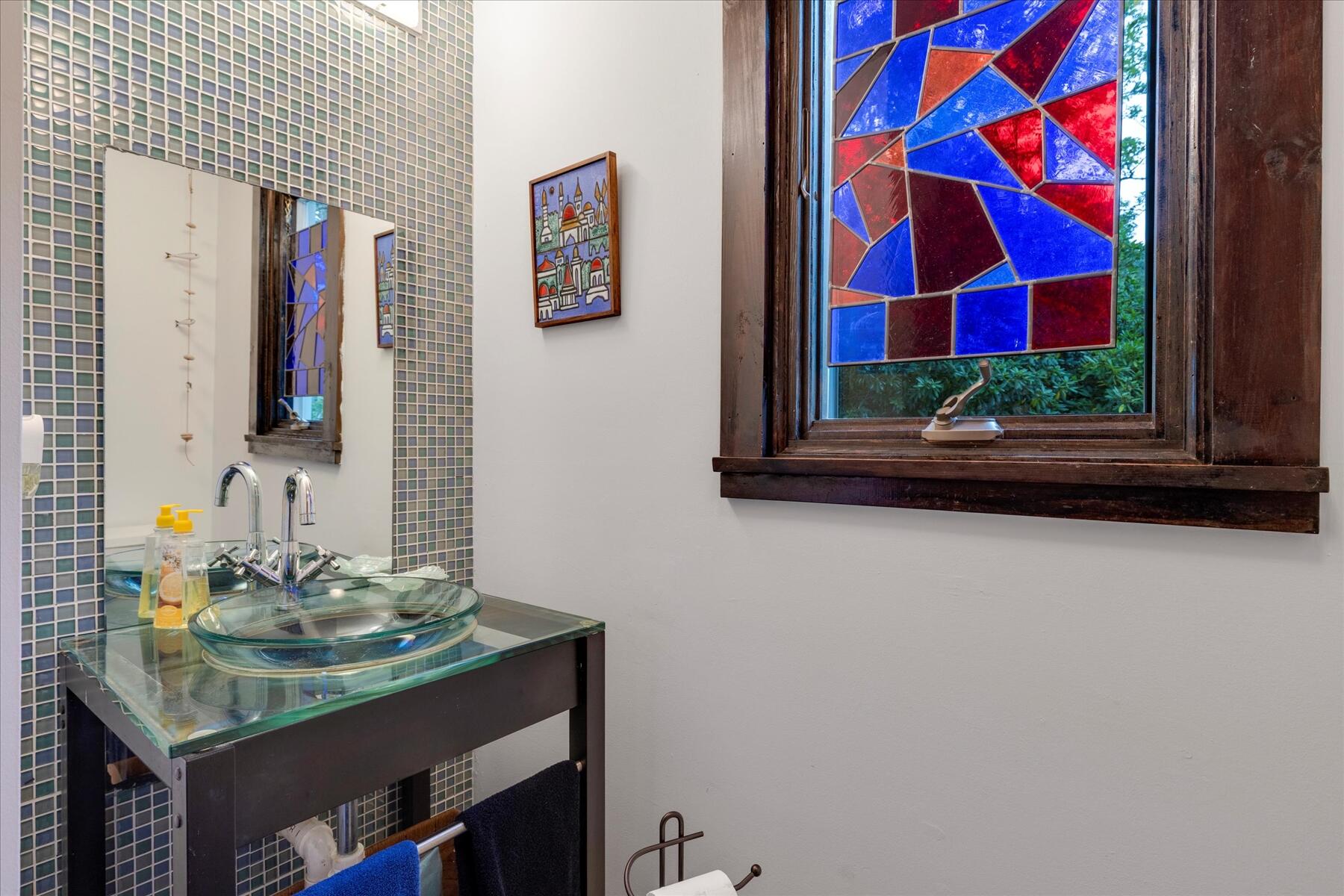 36 Cranberry Way Wellfleet, MA 02667 - Photo 24 of 64 a bathroom with a granite countertop sink and a mirror
