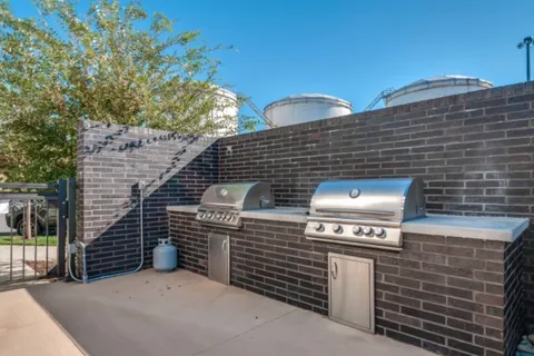 a brick building with a stove