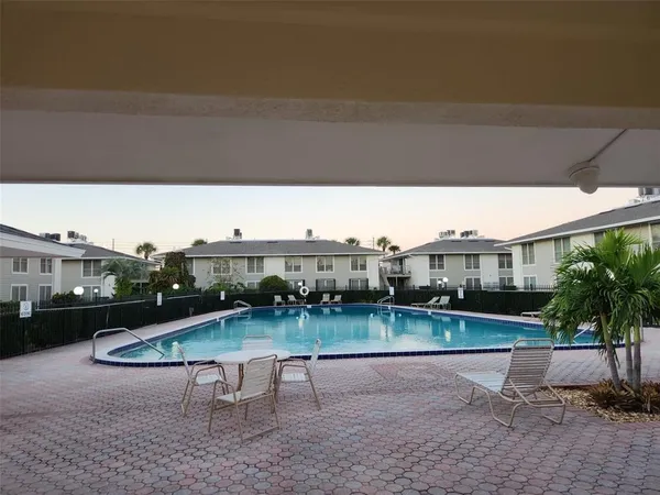 a view of an outdoor space with seating area