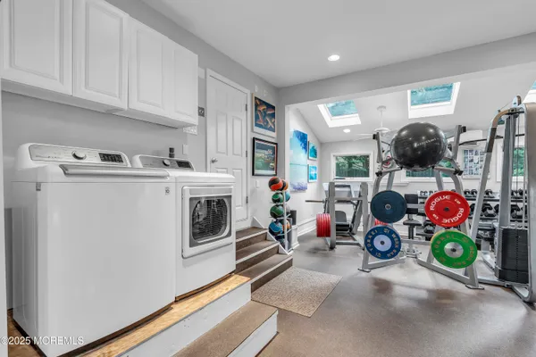 a view of a storage & utility room with toys