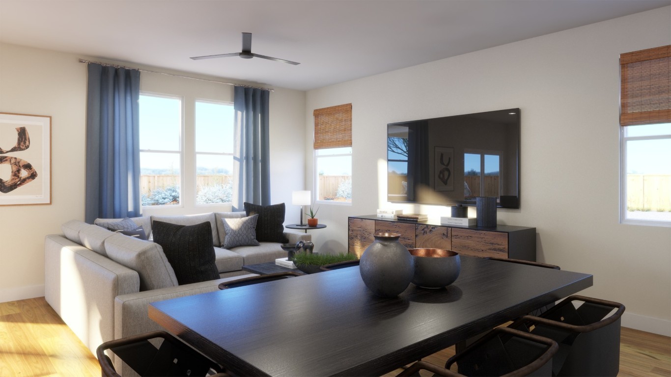 156 Sycamore Pnes Lane Kyle, TX 78640 - Photo 7 of 17 a view of a dining room with furniture and windows