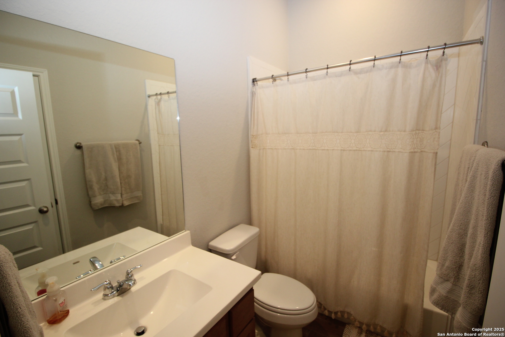 12228 Buckaroo Ranch San Antonio, TX 78254 - Photo 19 of 43 a bathroom with a sink toilet and shower