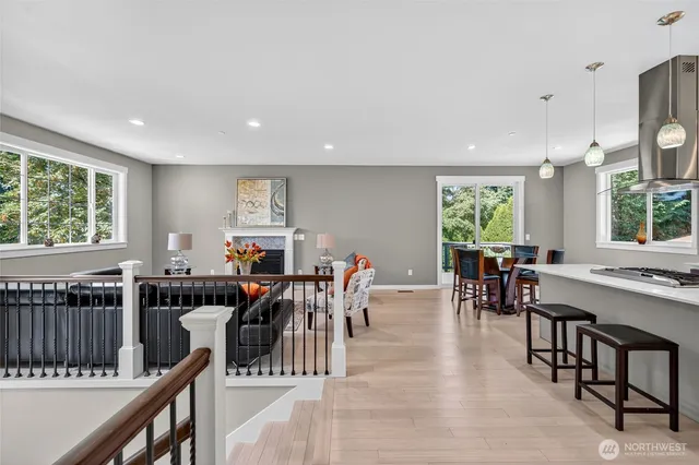 a view of a dining area with furniture window and outside view