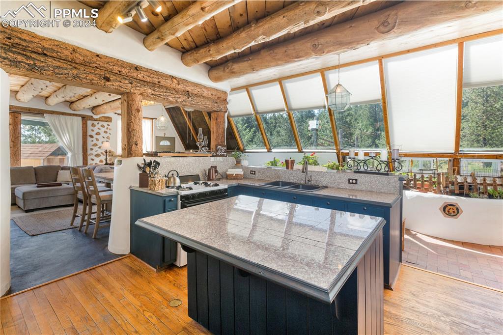 654 Tess Trace Road Guffey, CO 80820 - Photo 7 of 42 a living room with stainless steel appliances granite countertop a couch and wooden floor
