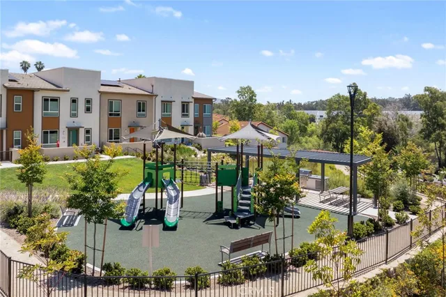 front view of a house with a patio