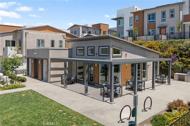 a front view of a building with glass windows