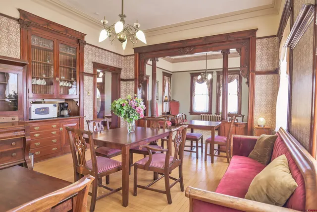 a hallway with windows