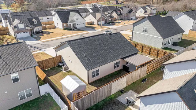 an aerial view of a house with balcony