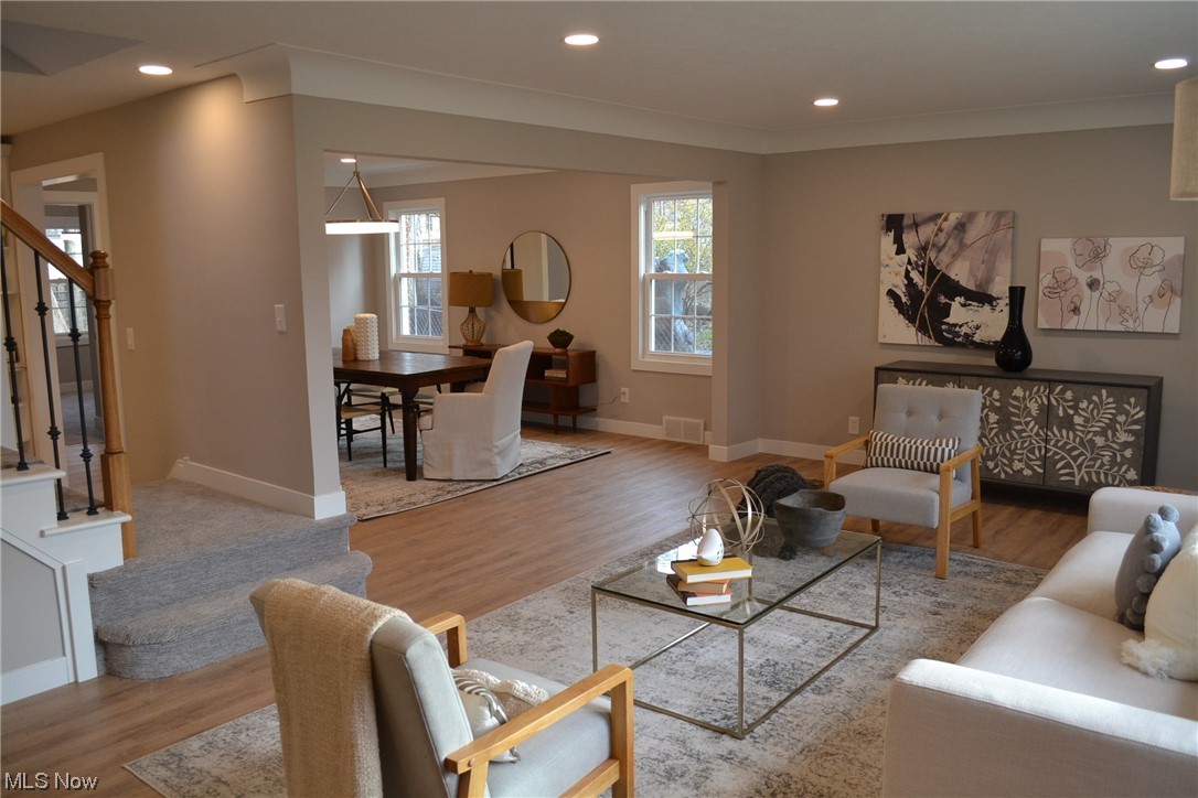 Living room featuring light wood-type flooring