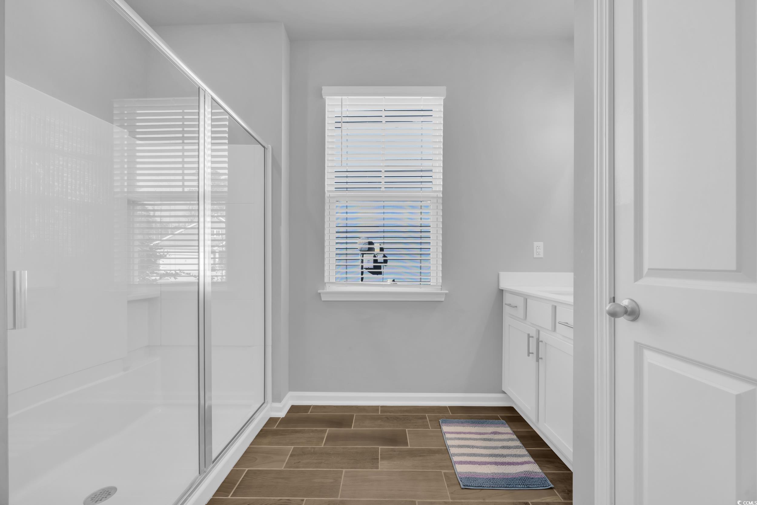 223 Juniata Loop Little River, SC 29566 - Photo 29 of 39 Full bathroom with baseboards, vanity, and a showe