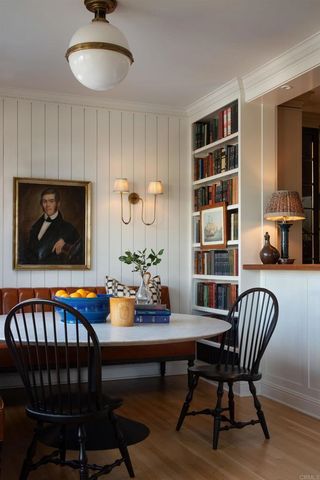 a workspace with furniture and window