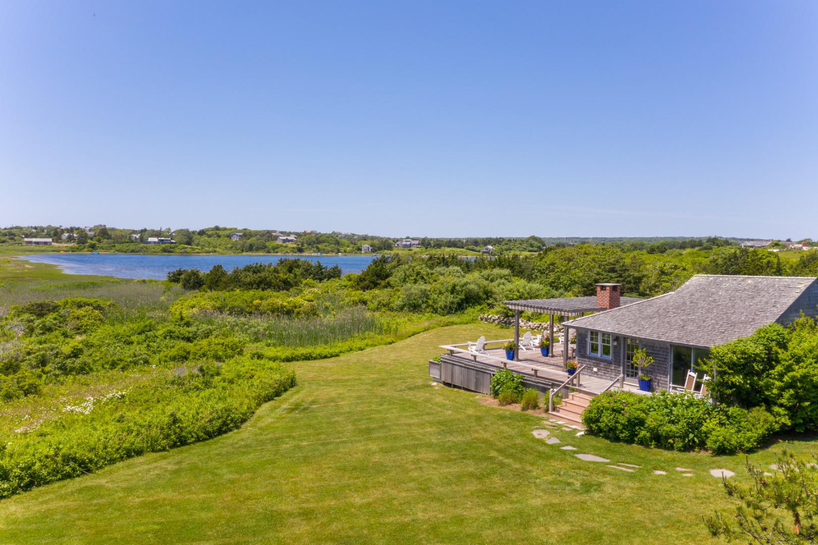 95 Stonewall Road Chilmark, MA 02535 - Photo 37 of 51 a view of a lake with a mountain