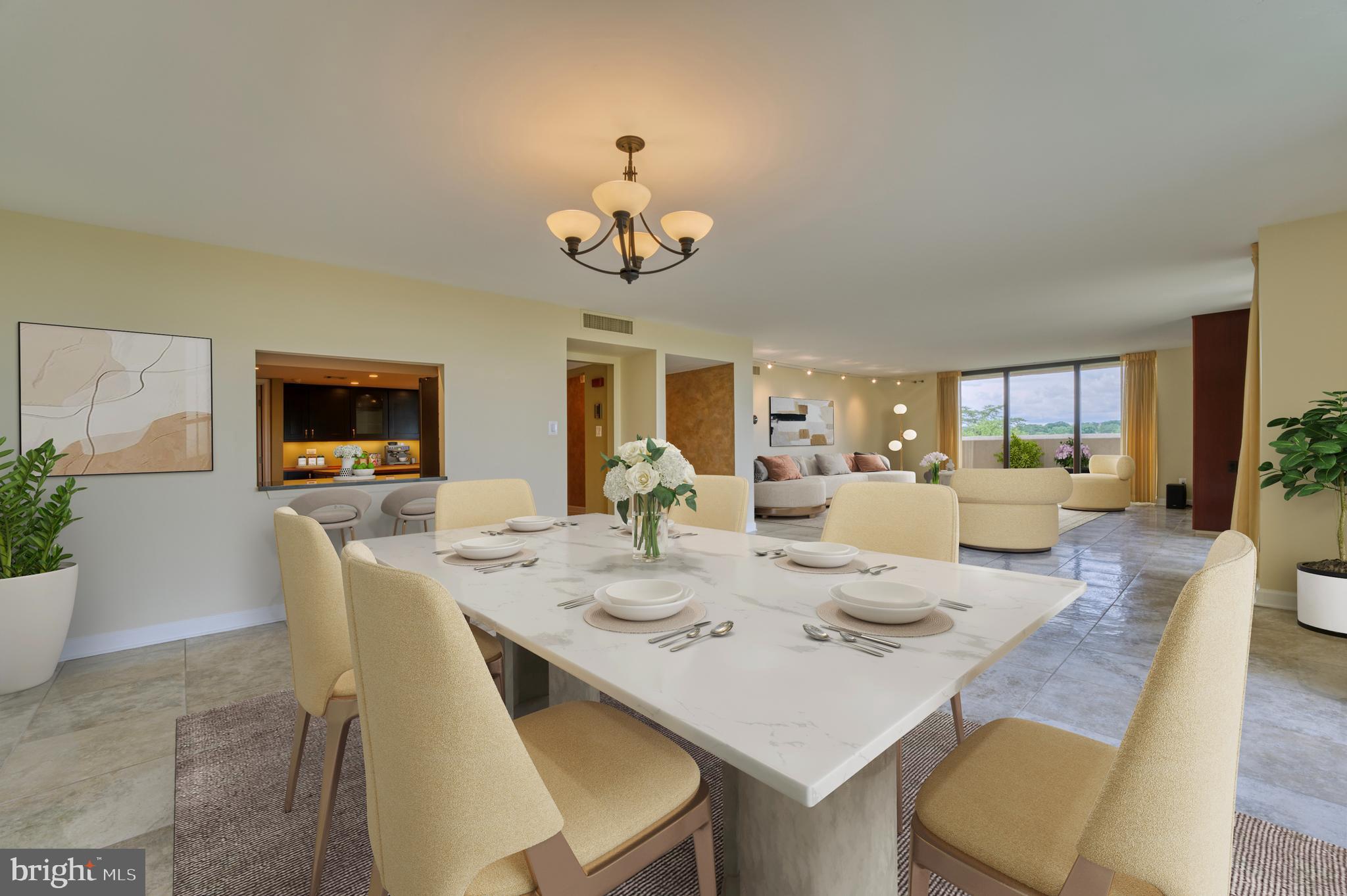 1101 South Arlington Ridge Road, Unit 616 Arlington, VA 22202 - Photo 24 of 57 Virtually staged dining room looking into kitchen