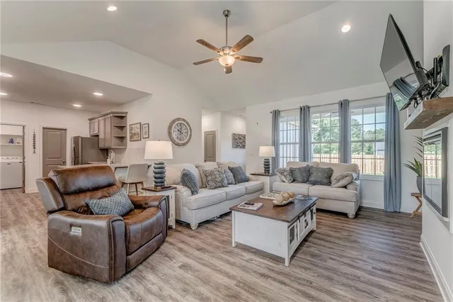 a living room with furniture