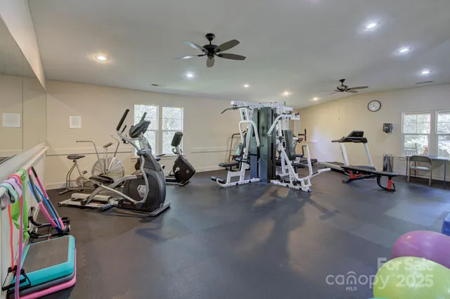 a view of a room with gym equipment